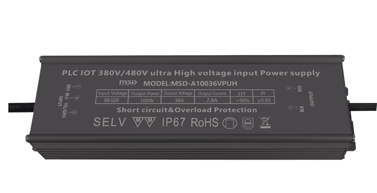 PLC-IoT 380V/480V高压输入 100W 一体化智慧电源